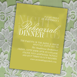 Cartão De Informações Modern Chartreuse Script Wedding Rehearsal