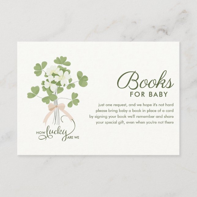Cartão De Informações Modern Chic Lucky Shamrock with Bow baby shower (Frente)