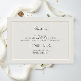 Cartão De Informações Modern Classic Elevated Ecru Wedding Reception