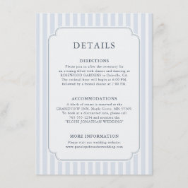 Cartão De Informações Modern Classic Stripes Dusty Blue Wedding Details