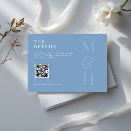 Cartão De Informações Modern Dusty Blue QR Code Wedding Online RSVP Card
