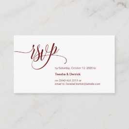 Cartão De Informações Modern Elegant, Burgundy Script, RSVP de Casamento