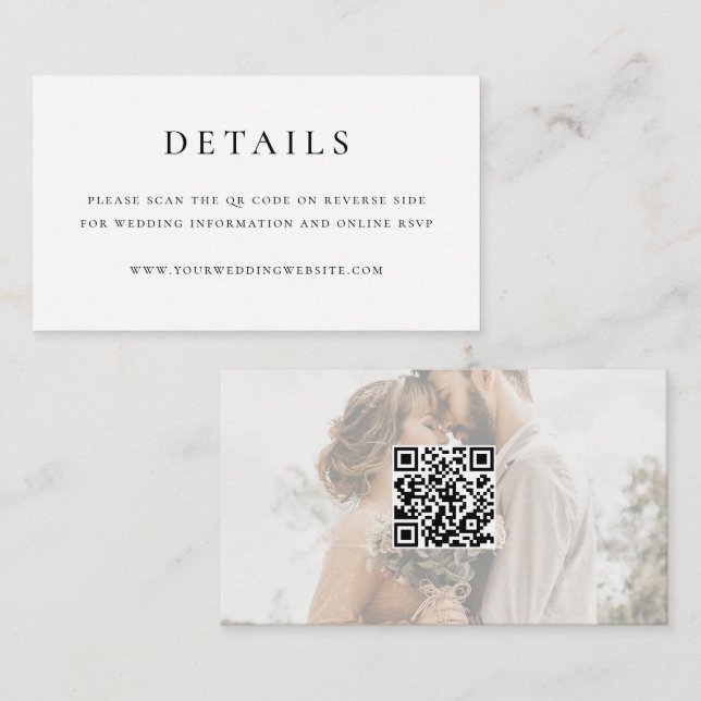 Cartão De Informações Modern Elegant QR Code Wedding Mini (Frente/Verso)