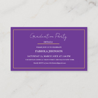 Cartão De Informações Modern Graduation Name Card Insert Gold Frame