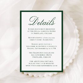 Cartão De Informações Modern Green Border Wedding Details