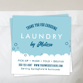 Cartão De Informações Modern Laundry Service Blue & White Thank You Card