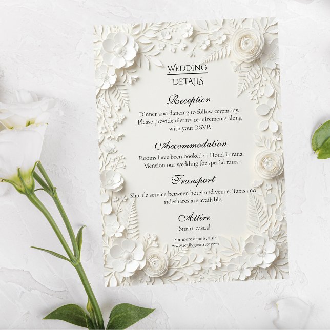 Cartão De Informações Modern Luxury Floral Wedding (Criador carregado)