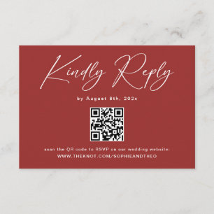 Cartão De Informações Modern Marroon Wedding RSVP