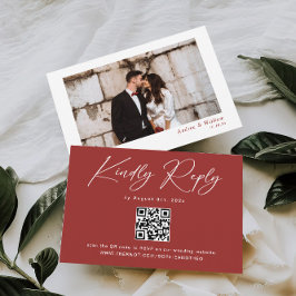 Cartão De Informações Modern Marroon Wedding RSVP