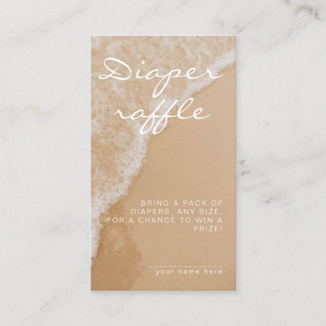 Cartão De Informações Modern Minimal Diaper Raffle Beach Baby Shower (Frente)