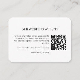Cartão De Informações Modern Minimal Wedding Website QR Code Insert Card