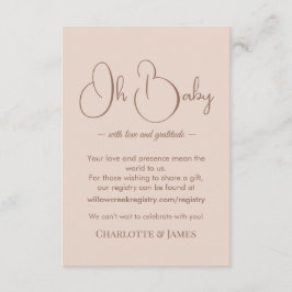 Cartão De Informações Modern Minimalist Baby Shower | Powder Blush