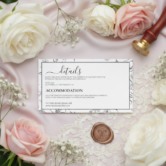 Cartão De Informações Modern Minimalist Botanical Wedding Details Card