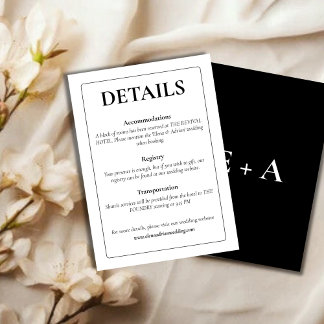 Cartão De Informações Modern Moody Wedding Enclosure Card