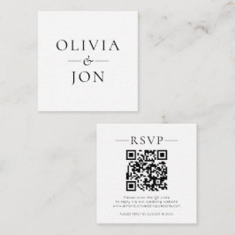 Cartão De Informações Modern Names QR Code Black White Wedding RSVP