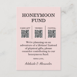 Cartão De Informações Modern Pink Blush Wedding Honeymoon Fund