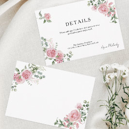 Cartão De Informações Modern Pink Roses Details Graduation