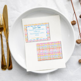 Cartão De Informações Modern Plaid Colorful Rainbow Diaper Raffle 