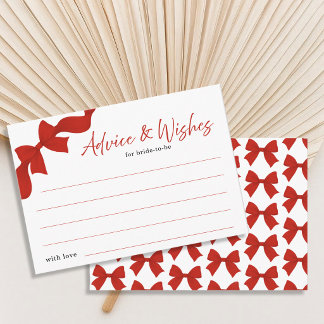 Cartão De Informações Modern Red Coquette Bow Advice and Wishes Card