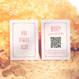 Cartão De Informações Modern Retro Hand Drawn QR Spanish Wedding RSVP