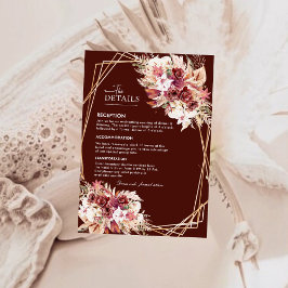 Cartão De Informações Modern Rosewood Gold Geometric Wedding Details
