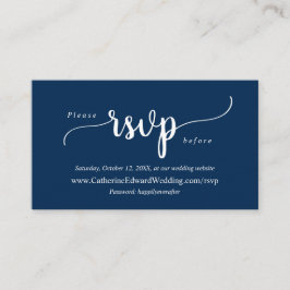 Cartão De Informações Modern Rustic, Marinho Blue, site de RSVP Online E