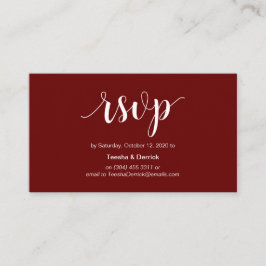 Cartão De Informações Modern Rustic, script Burgundy, RSVP online