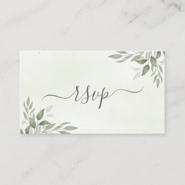 Cartão De Informações Modern Sage Greenery Wedding RSVP Enclosure Card (Frente)