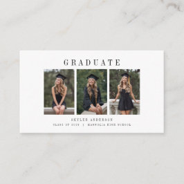 Cartão De Informações Modern Script 3 Photo Collage Graduation Thank You