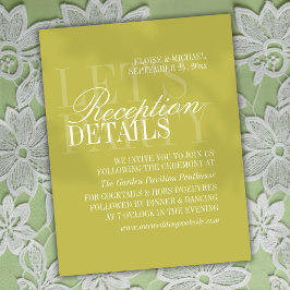 Cartão De Informações Modern Script Citrus Green Wedding Details