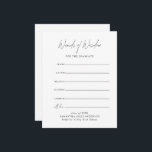 Cartão De Informações Modern Script Words Of Wisdom Graduation<br><div class="desc">Inspire your graduate with this Modern Script Words of Wisdom Graduation Enclosure Card. Featuring elegant flowing script and a clean, modern design, this card offers a stylish space for friends and family to share meaningful advice, encouragement, and heartfelt wishes. Perfect for high school or college graduations, Class of 2026 celebrations,...</div>