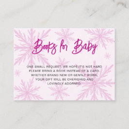 Cartão De Informações Modern Snowflakes Girl Baby Shower Book Request