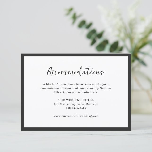Cartão De Informações Modern Typography Minimalist Wedding (Em pé/Frente)