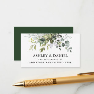 Cartão De Informações modern Watercolor Greenery Wedding Registry