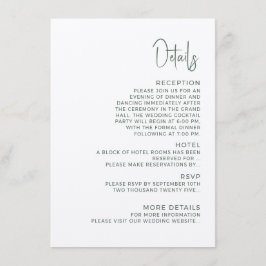 Cartão De Informações Modern wedding Enclosure Card  Details.