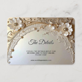 Cartão De Informações Modern White Flowers Pearls Detail
