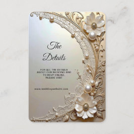 Cartão De Informações Modern White Flowers Pearls Detail Enclosure
