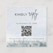 Modern Winter Forest Wedding RSVP Card