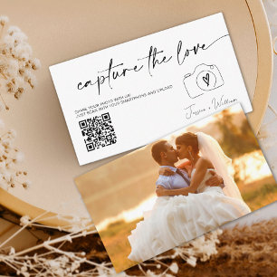 Cartão De Informações Moderno Casamento Capture o Código Qr do amor