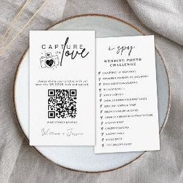 Cartão De Informações Moderno Casamento Capture o Código Qr do amor