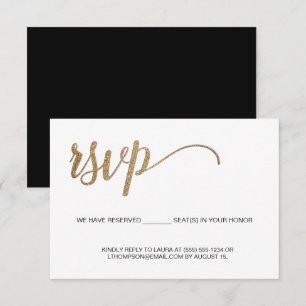 Cartão De Informações Moderno Dourado RSVP sem envio Assento Reservado S