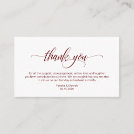Cartão De Informações Moderno Elegante, Burgundy Script Casamento Obriga