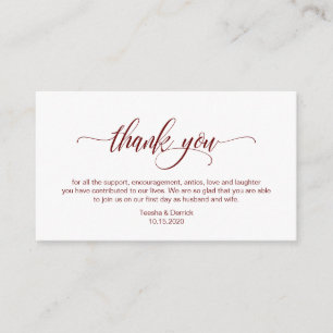 Cartão De Informações Moderno Elegante, Burgundy Script Casamento Obriga