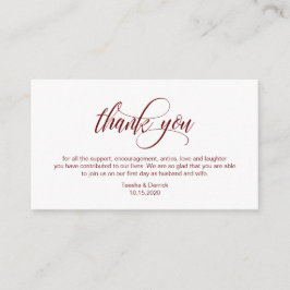 Cartão De Informações Moderno Elegante, Burgundy Script Casamento Obriga