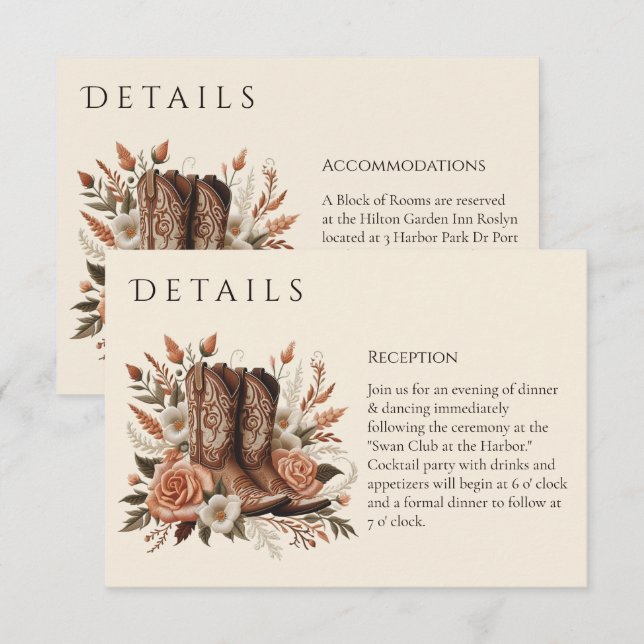 Cartão De Informações Moderno Elegante País Ocidental - Flores Enclosure (Frente/Verso)