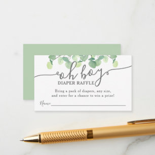 Cartão De Informações Moderno Eucalyptus Oh Boy Fralda Raffle