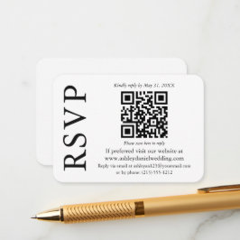 Cartão De Informações Moderno Minimalista Elegante RSVP de Casamento QR
