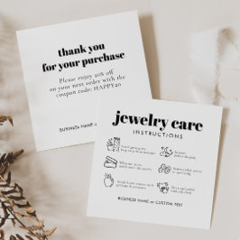 Cartão De Informações Moderno Minimalista Jewelry Care Obrigado Negócios