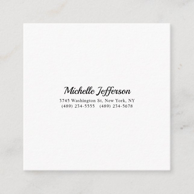 Cartão De Informações Moderno Mínimo Negro e Branco (Frente)