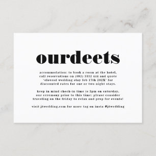 Cartão De Informações Moderno preto branco extra informações nossos deta